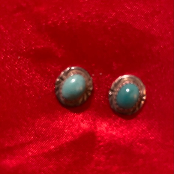 Sterling Turquoise Antique Earrings - Picture 4 of 11